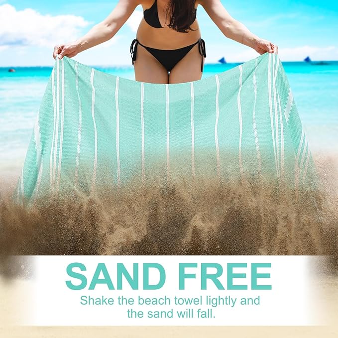 Genovega 6 Oversized Turkish Beach Bath Towel Set Bulk 74"x38" Sand Free Extra Large Quick Dry Swimming Camping Pool Clearance Towels Blanket Essentials Adult Multi Stripes Orange