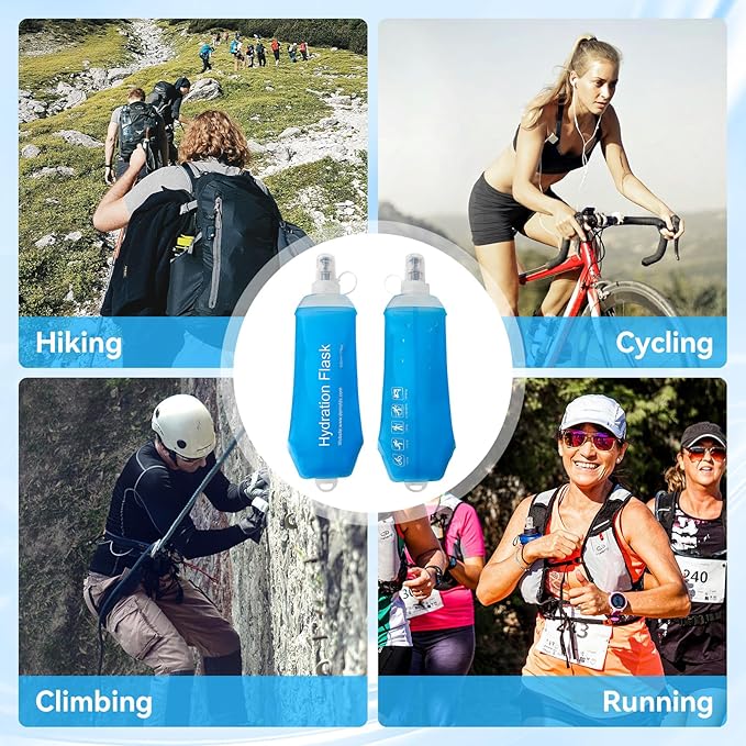 FR 500ml Soft Flask, Collapsible Soft Water Bottle for Hydration Packs - Running & Hiking Folding Water Bottle （White）