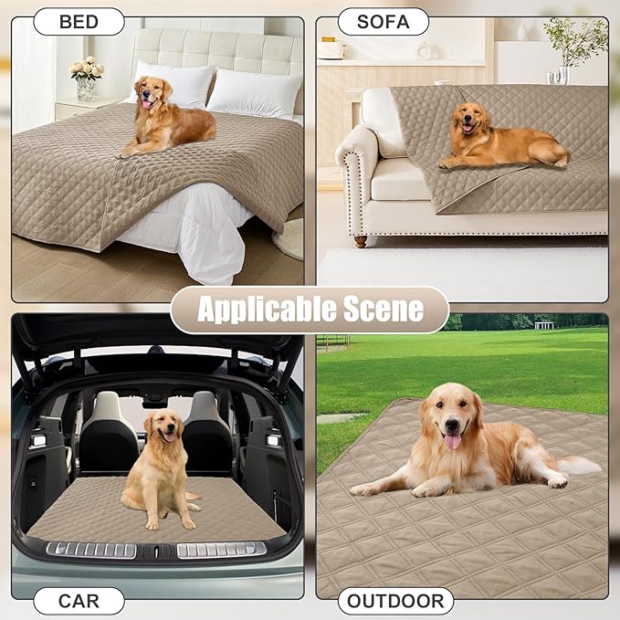 Smiry Waterproof Dog Bed Cover Pet Blanket, Soft Washable Dog Blanket for Furniture Bed Couch Sofa Reversible, Checkered (30"x70", Taupe/Taupe)