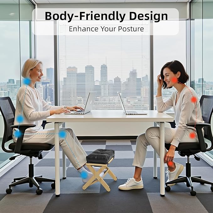 Foot Rest for Under Desk at Work, Wooden Under Desk Footrest with Non-Slip Rubber Stepping Surface, Ergonomic Foot Stools for Under Office Desk, Enhances Posture, Home Office Gaming (Pine)