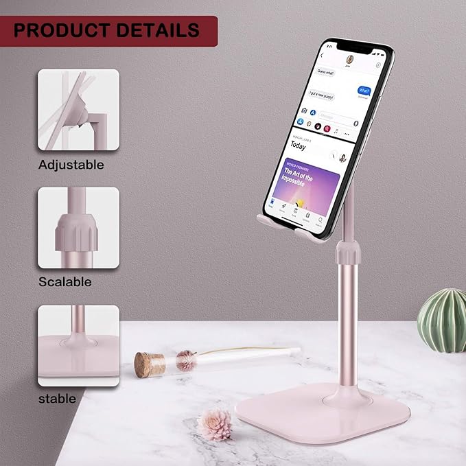 Doboli Cell Phone Stand, Stocking Stuffers Gifts for Teens Girls Boys Adults Women Men Mom Wife, Phone Stand for Desk, Phone Holder Stand Compatible with iPhone and All Mobile Phones Tablet, Pink