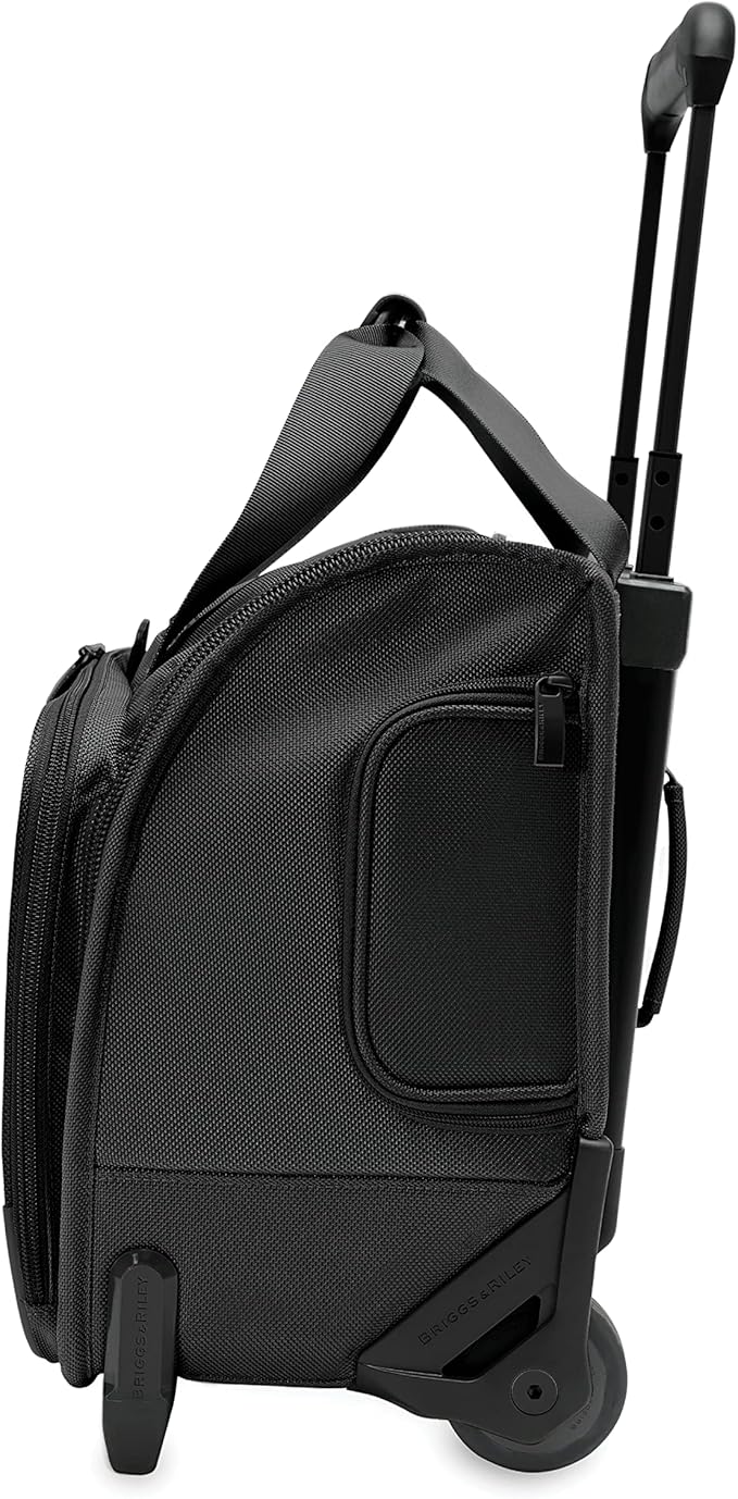 Briggs & Riley 2-Wheel Cabin Bag - Carry On Luggage for Travel, Suitcases with Wheels, Softside Rolling Bag for Men & Women, Interlocking Handle, Self-Repairing Zipper - Baseline Collection, Black