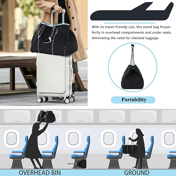 QOGiR Neoprene Multipurpose Beach Bag Tote with Inner Zipper Pocket … … … …