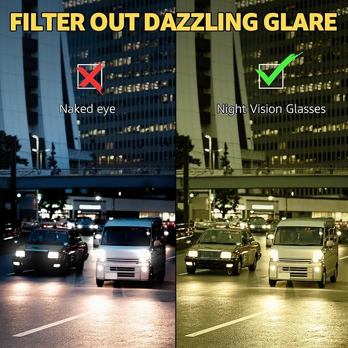 Myiaur Night Vision Driving Glasses for Women, Polarized Anti Glare Yellow Lens Glasses for Nighttime, UV400 Protection