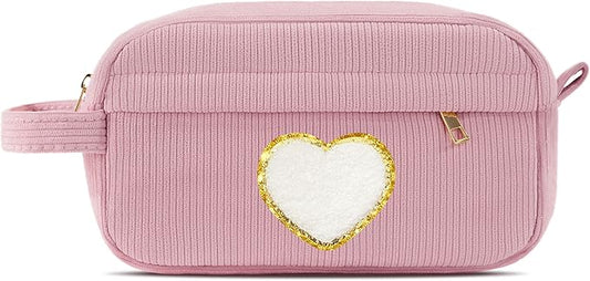 Pocmimut Preppy Makeup Bag,Travel Toiletry Bag,Monogrammed Gifts for Women,Personalized Birthday Gift for Sister Friends,Cute Stuff for Girls,Love