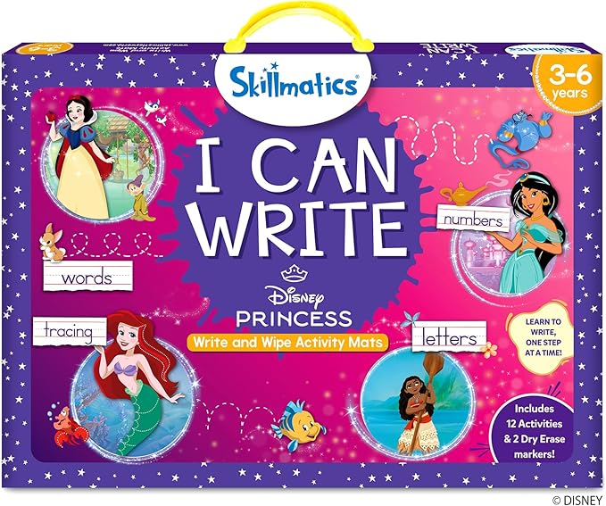 Skillmatics I Can Write Disney Princess - Reusable Preschool Learning Activities, Educational, Christmas Toy and Game, Back to School Supplies, Gifts for Students, Kids, Toddlers Ages 3, 4, 5, 6