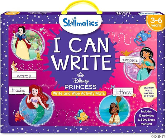 Skillmatics I Can Write Disney Princess - Reusable Preschool Learning Activities, Educational, Christmas Toy and Game, Back to School Supplies, Gifts for Students, Kids, Toddlers Ages 3, 4, 5, 6