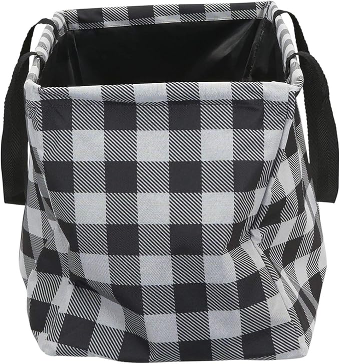 Household Essentials Black and White Plaid Krush Container All-Purpose Utility Tote