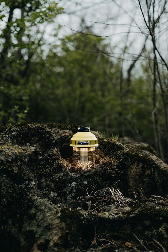 Barebones Beacon Hanging Light – Dusty Yellow, Rechargeable LED Camping Lantern with Adjustable Brightness – Weatherproof Vintage-Style Hanging Lantern for Outdoor Adventures and Year-Round Use