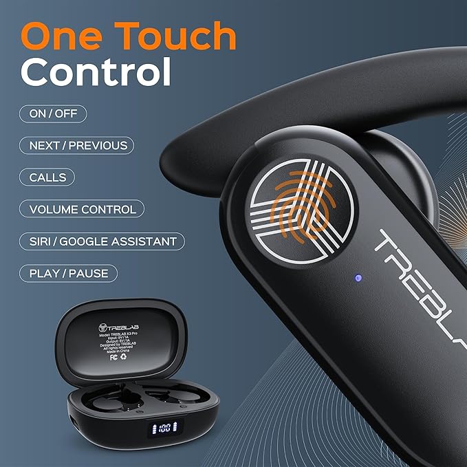 TREBLAB X3 Pro Wireless Ear Buds Bluetooth, 145H Long Battery Life Workout Headphones with Secure Ear Hooks, Bluetooth 5.3 Sport Over Ear Earbuds,Noise Isolation, IPX5 Sweatproof Earphones, 4 ENC Mics
