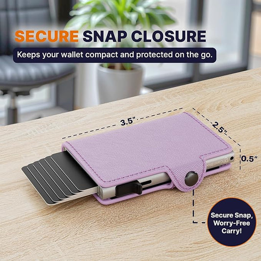 Conceal Plus Small RFID Wallet Women, Slim Compact Travel RFID Blocking Credit Card Holder Womens Wallet, Smart Pop Up RFID Minimalist Card Case, Capacity 6-10 Cards Plus Cash & ID