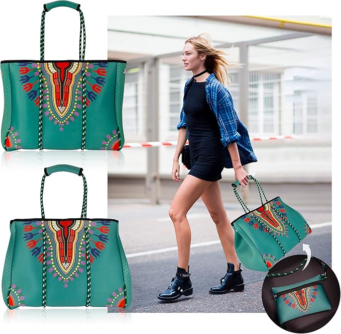 QOGiR Neoprene Multipurpose Beach Bag Tote with Inner Zipper Pocket … … … …