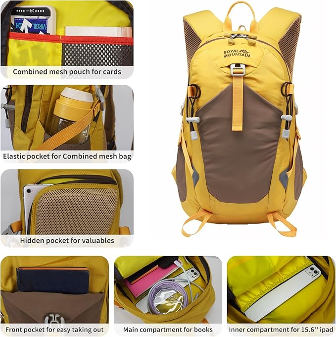 Small Hiking Backpack, 20L Lightweight Travel Backpacks For Men Women, Water Resistant Outdoor Day Pack, Ultralight Camping Daypack Backpacks, Durable Hiking Backpack Fit For Camping.(With Rain-cover)