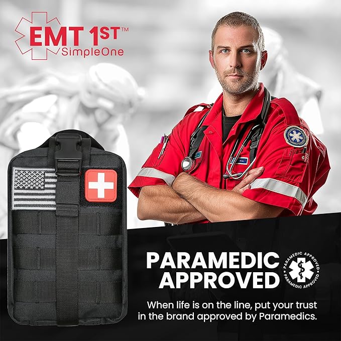 EMT 1st Emergency Responder First Aid Kit | Medical Trauma Bag for Disaster Preparedness | Perfect for Wilderness, Camping, Home, Car, & Office | Our Lightweight Kits
