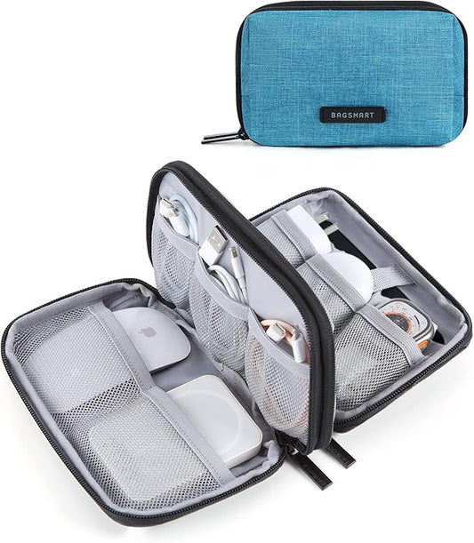 BAGSMART Electronics Organizer Travel Case, Cable Charger Cord Tech Organizer Pouch for Phone Charger Accessories, Teal
