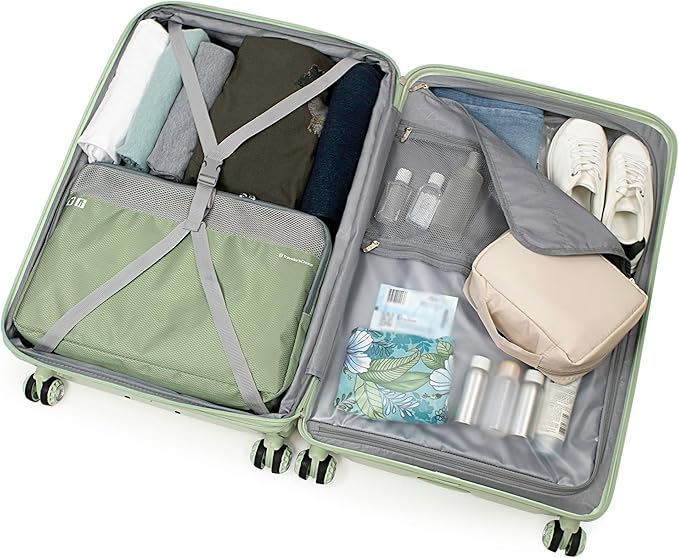 Traveler's Choice Elm Expandable Spinner Luggage Set, Glossy Mint, 29" Checked