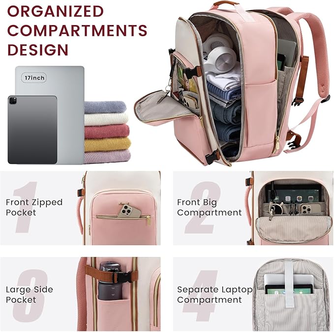 LOVEVOOK 40L Large Travel Backpack for Women Men, 17 Inch Carry on Backpack for Traveling on Airplane, Personal Item Travel Bag Airline Approved, Business Causal Weekender Backpacks