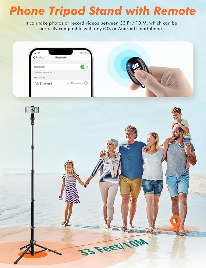 71" Tripod for iPhone, Phone Tripod Selfie Stick with Remote, Cell Phone Tripods & Tall Travel Tripods for Recording Video Selfies Photo, Compatible with iPhone 17 16 15 14 Pro Max 13 Android