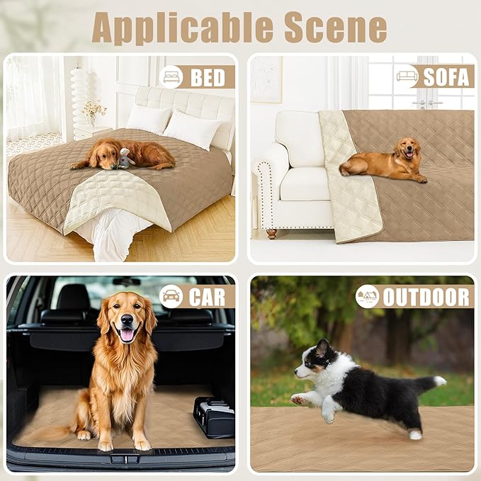 Smiry Waterproof Dog Bed Cover Blanket 30x70, Soft Reversible Pet Blanket, Washable Leakproof Cats Dogs Couch Cover for Sofa, Couch, Furniture, Lattice, Camel/Beige