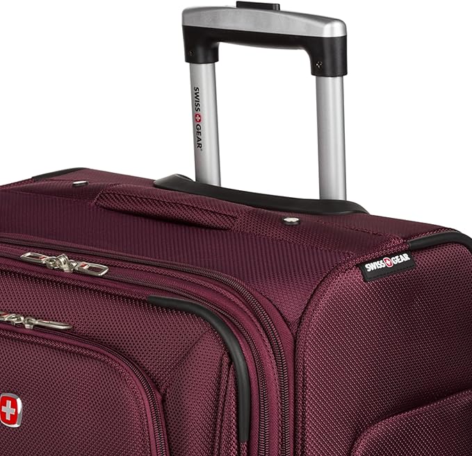 SwissGear Sion Softside Expandable Luggage, Merlot, Checked-Medium 25-Inch