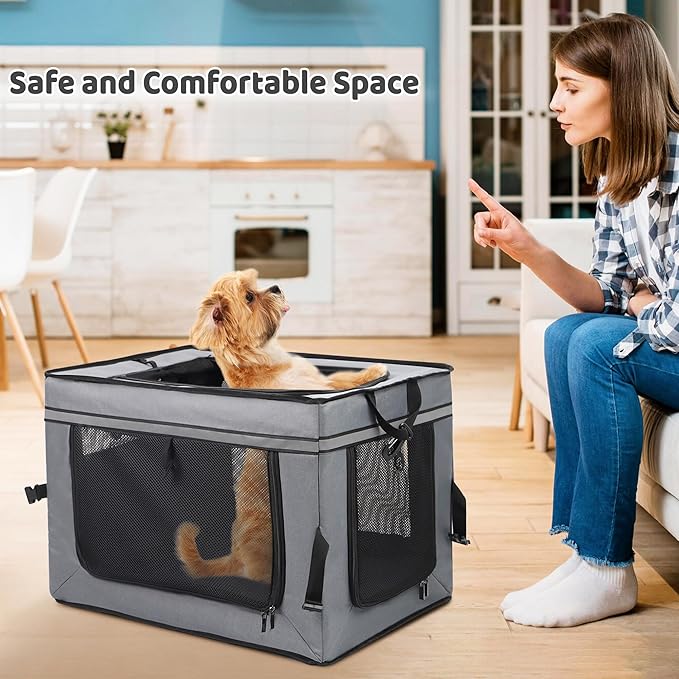 Foldable Pet Crate for Dogs & Cats, Portable Soft-Sided Kennel with Oxford Fabric, Lightweight & Easy to Carry, Travel & Indoor Use, Small