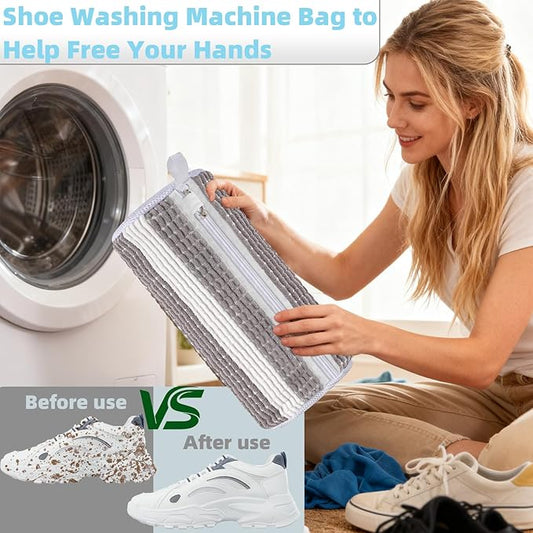 Shoe Washing Machine Bag 2pc Shoe Bags for Washing Machine Reusable Shoe Laundry Bags With Unique Self-locking Zipper Design for All Tennis Slippers Sneakers
