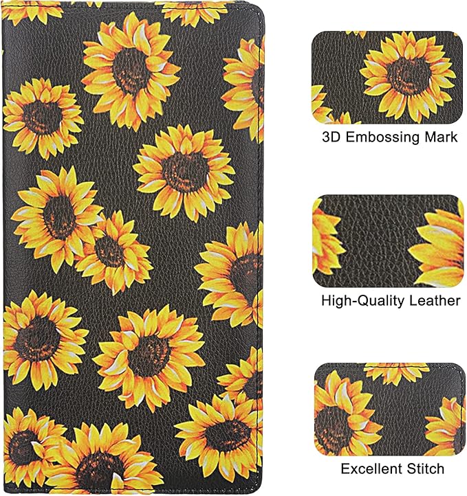 Premium Car Registration & Insurance Card Holder with Magnetic Shut, Vehicle Glove Box Car Organizer - For Documents, Cards, License (Sunflower B)