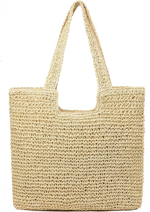 Straw Beach Bags for Women Woven Beach Tote Bag Casual Boho Large Shoulder Handbags Purse for Vacation Holiday