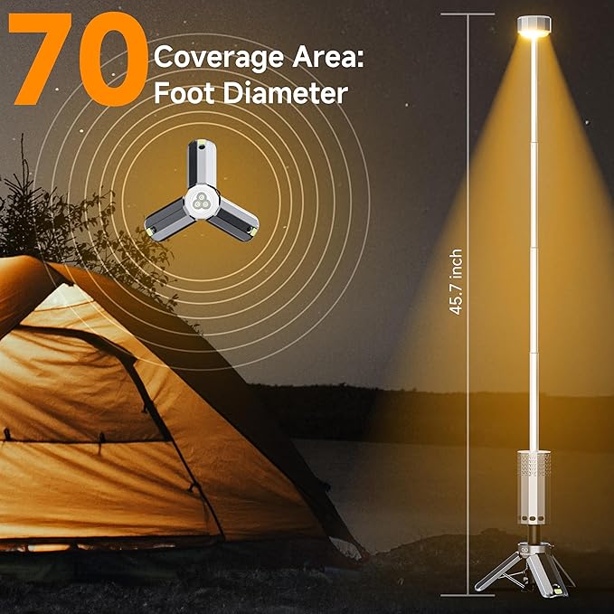 Rechargeable 21000mAh Camping Light, Telescopic Camping Lights, Collapsible Magnetic Camping Lantern with Stand IPX6 Waterproof Flashlights, Camping Lamp for Emergency, Hiking
