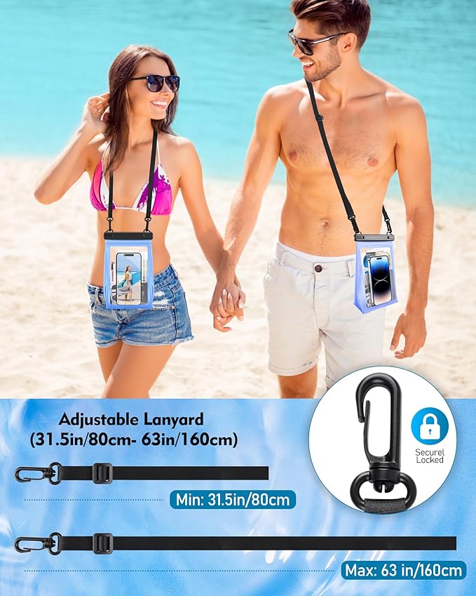 Large Waterproof Phone Pouch, Floating Dry Bag for iPhone 15 14 13 12 11 Pro Max Galaxy S22 S21 Waterproof Bag Sunscreen Glasses Storage Universal Dry Pouch for Swimming Rafting Boating