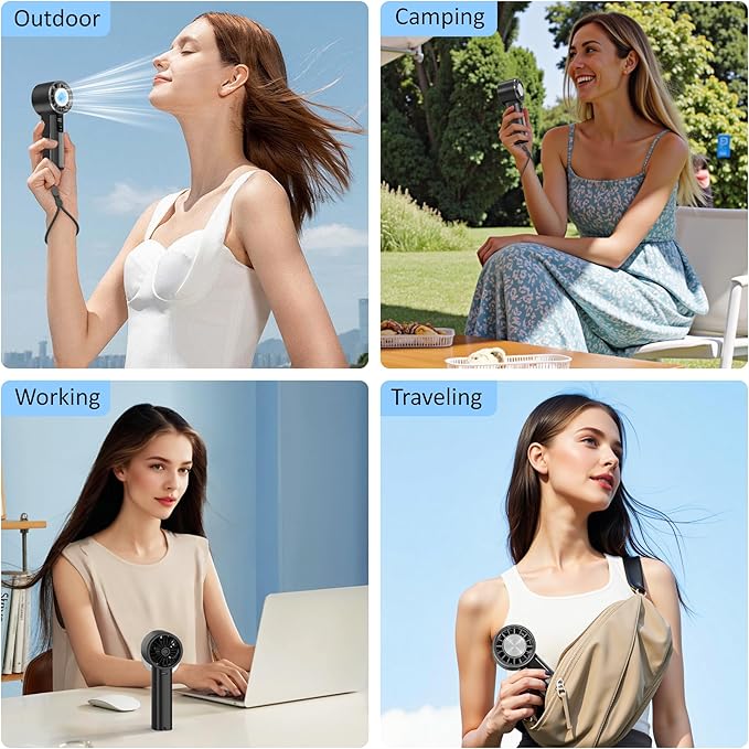 Portable Handheld Fan with Ice Cooler,21H Max Cooling,9500RPM High Speed,100 Speeds, Small Pocket Turbo Design,Digital Display, Rechargeable Personal Handheld AC Fan for Travel Outdoor Office Commute