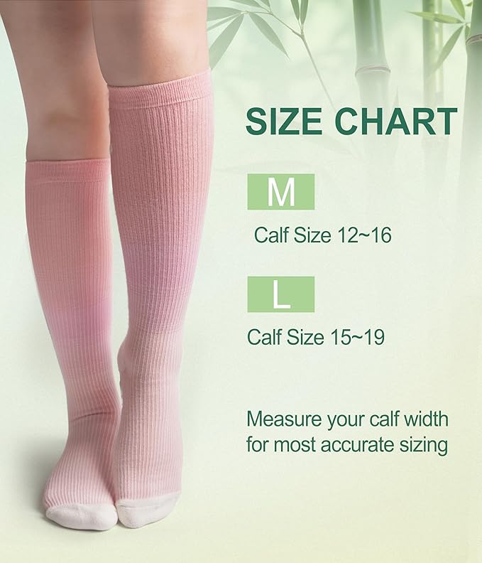 JODUCE 3 Pairs Compression Socks for Women, Bamboo Viscose 15-25 mmHg Knee High Support Socks for Pregnant Nurses Travel