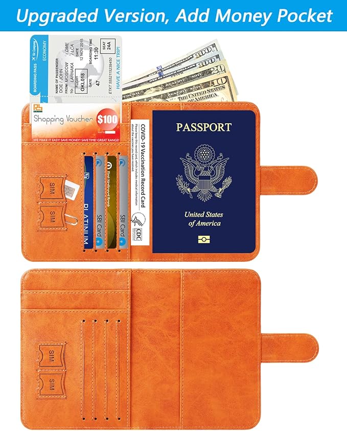 Passport Holder Cover Wallet RFID Blocking Leather Card Case Travel Accessories for Women Men (#Claybank)