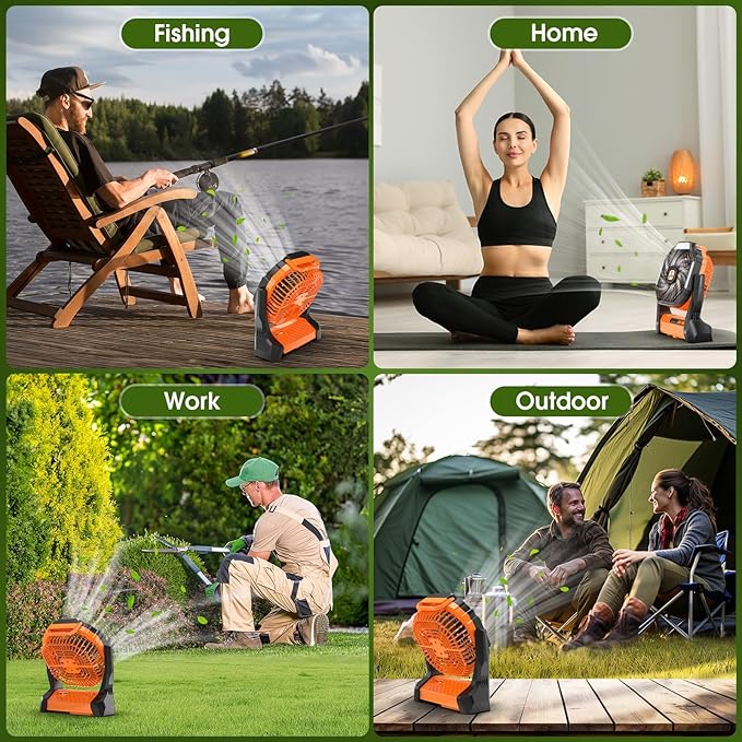 Portable Rechargeable Fan, 20000mAh Cordless Battery Powered Camping Fans with SOS & LED Lantern, Small USB C Operated Outdoor Tent Ventilador for Travel Camp Fishing Picnic Home Worksite Supplies
