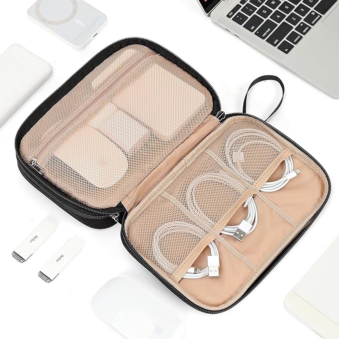 NISHEL Travel Cord Organizer Case, Large, black