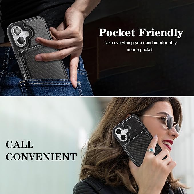 GUERNICA for iPhone 17 (6.1") Case Wallet with Card Holder, RFID Blocking Leather Protection, Shockproof Women Men Phone Case for Apple 17, A - Black
