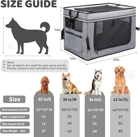 Foldable Pet Crate for Dogs & Cats, Portable Soft-Sided Kennel with Oxford Fabric, Lightweight & Easy to Carry, Travel & Indoor Use, Small