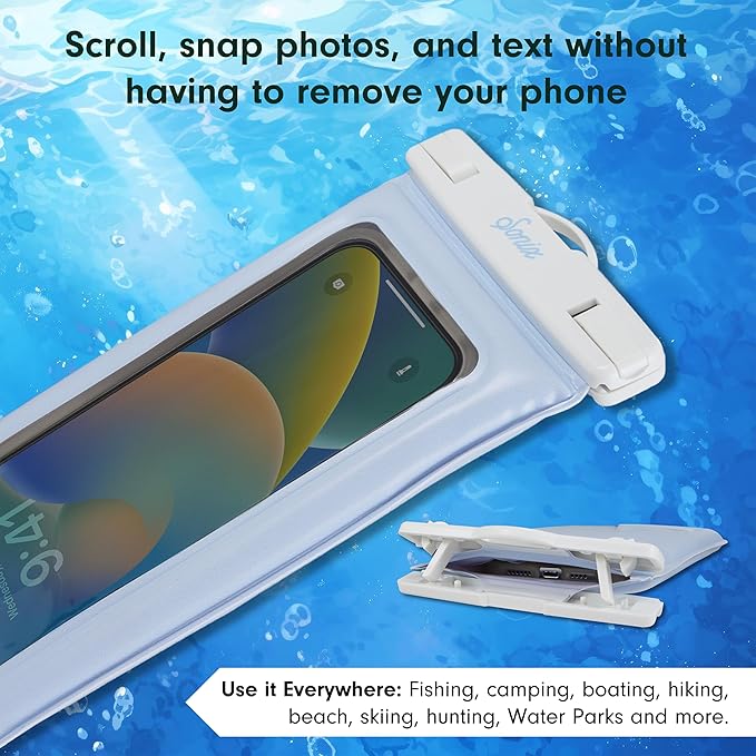 Sonix Waterproof Phone Pouch - Floating Phone Case Dry Bag w/Crossbody Lanyard - Beach Cruise Travel Essentials - Compatible w/All Devices, Touchscreen Friendly | Jelly Blue