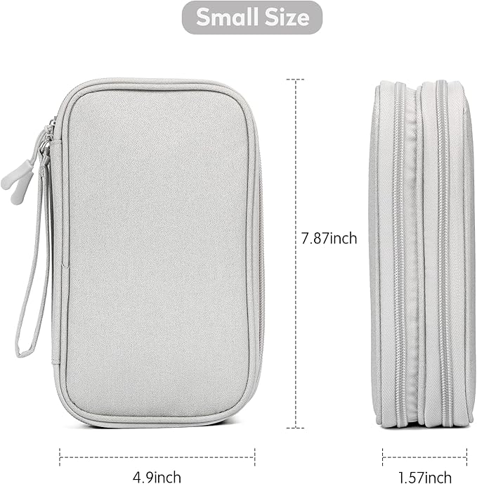 2 Pack Travel Cable Organizer Double Layer with Smooth Coating Zipper,Cable Organizer Bag Electronic Accessroies Shockproof and Impact-Protective for Hard Drives,Cables,Charger,USB Card