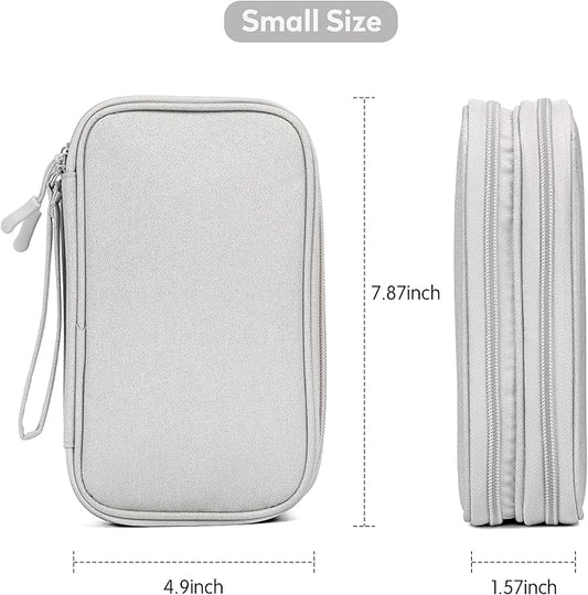 2 Pack Travel Cable Organizer Double Layer with Smooth Coating Zipper,Cable Organizer Bag Electronic Accessroies Shockproof and Impact-Protective for Hard Drives,Cables,Charger,USB Card