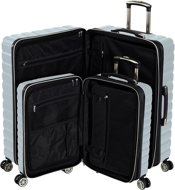 Kenneth Cole REACTION Women's Madison Square Hardside Chevron Expandable Luggage, Slate, 2-Piece Set (20" & 28")