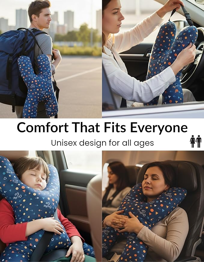 X Shape Travel Pillow – Neck & Head Support Cushion for Airplane, Car, Train & Office – Comfortable Travel Neck Pillow for Sleeping – Compact Portable Neck Pillow for Adults & Kids