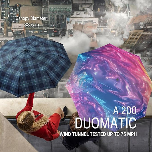 Knirps A.200 Medium Duomatic Windproof Umbrella for Adults – Automatic Open Close 38.5" Canopy, Travel Case Included