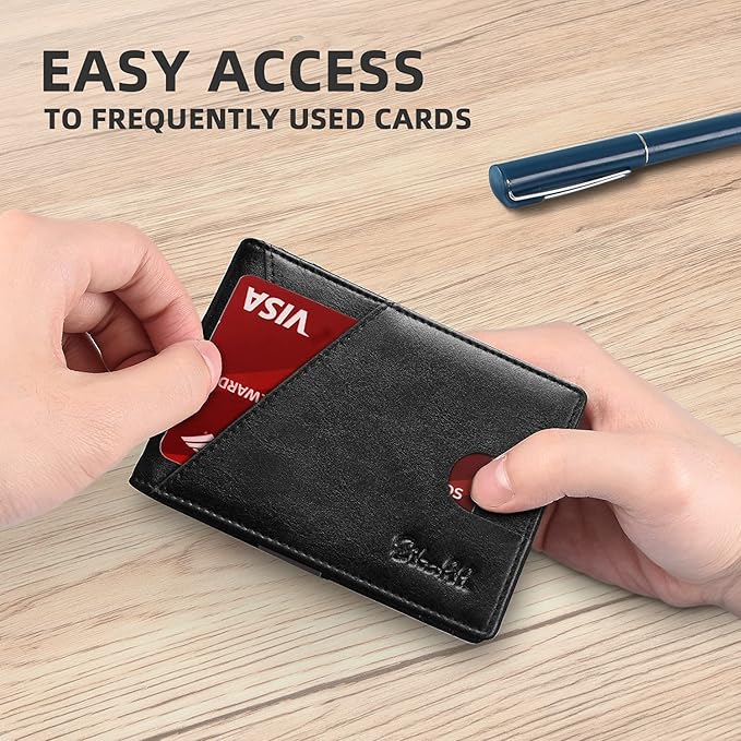 Zitahli Wallet for Men - with Money Clip Slim Leather Slots Credit Card Holder RFID Blocking Bifold Minimalist Wallets with Gift Box