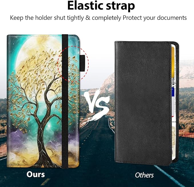 Car Registration and Insurance Holder, Leather Car Glove Box Organizer, Cool Car Accessories for ID, Driver's License Cards & Essential Document,business cards,Men&Women,for Women Girls