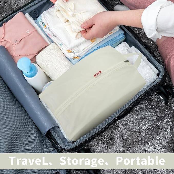 6pcs Portable Shoe Organizer, Travel Pouches with Zipper, Golf Shoe Bags, Clothes Bags, Soccer Cleats Bag Shoe Pouch for Gym, Waterproof, Odor-Resistant (White)