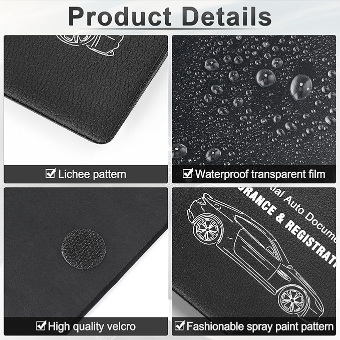 UYYE Car Registration and Insurance Card Holder, Vehicle Glove Box Car Organizer, Interior Car Accessories for Documents, Cards, License - 2 Pack