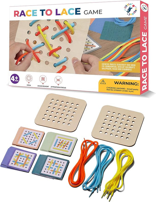 Race to Lace - Perfect Home or Travel Game for Kids and Adults - Ideal for 8-12 Years Old - Solo or 2+ Players for for 4+ Years & Up for Car, Airplanes, Road Trips - Family & Kids