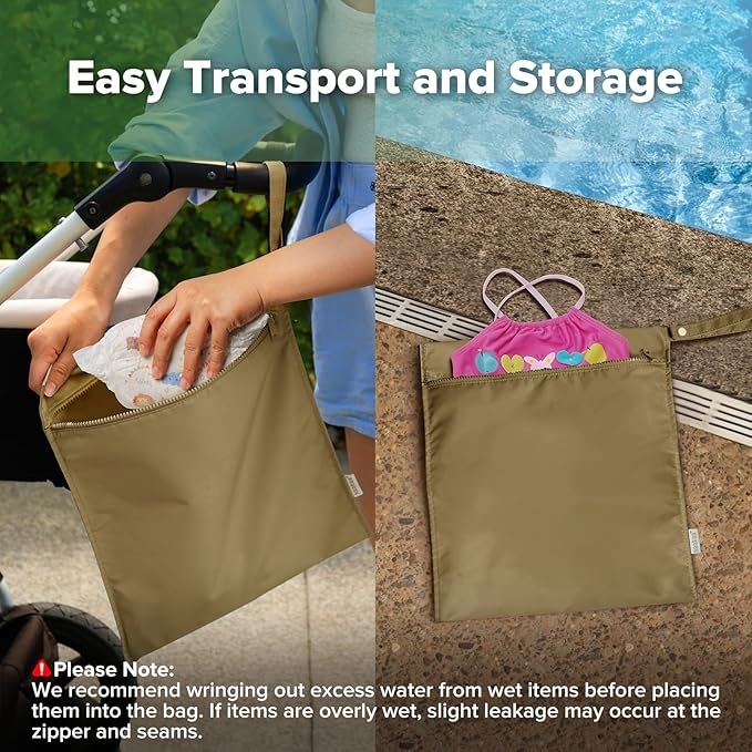 haakaa Waterproof Wet Bags for Baby Wet Dry Bags for Cloth Diaper, Swimsuit & Travel, 1pc, Brown