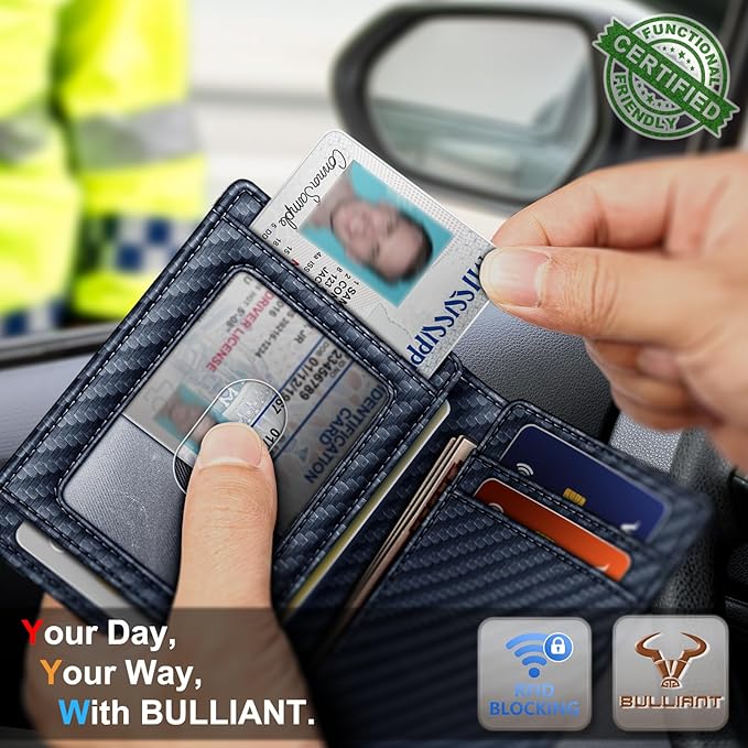 BULLIANT Slim Wallet For Men 12Cards,Magnetic Flip Build-in Money Clip Airtag Compatible-RFID Blocking